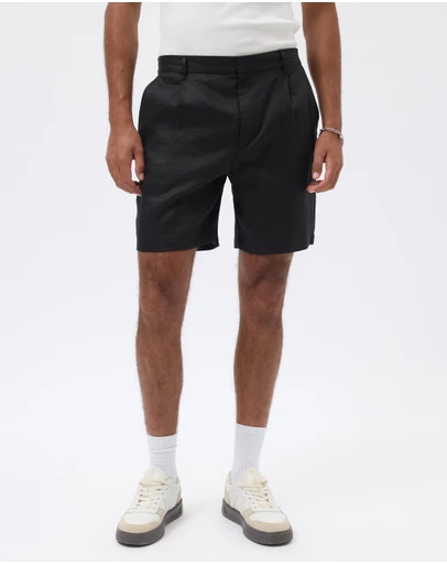 AERE - Holt Pleated Linen Shorts