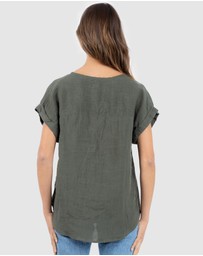 CAMIXA - Martina Linen V-Neck T-shirt