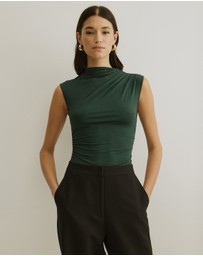 Atmos&Here - Ruched Neck Sleeveless Top