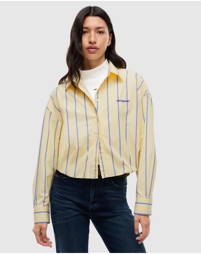 Tommy Jeans - Crop Gathered Script Shirt