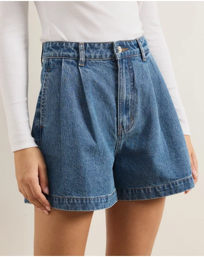 Atmos&Here - Devon Pleated Denim Shorts