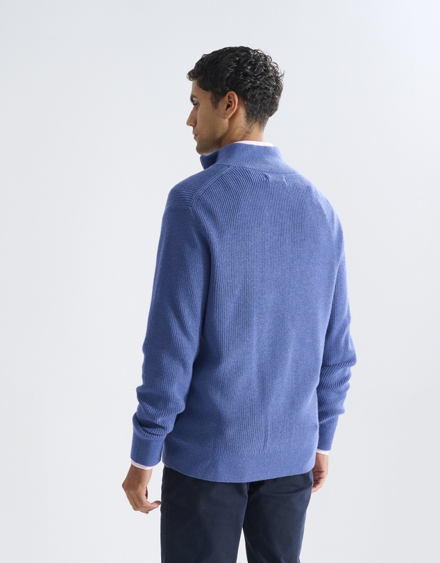 3 Wise Men - 3 Wise Men Frost Zip Neck Wool Blend Knit - Vintage Blue