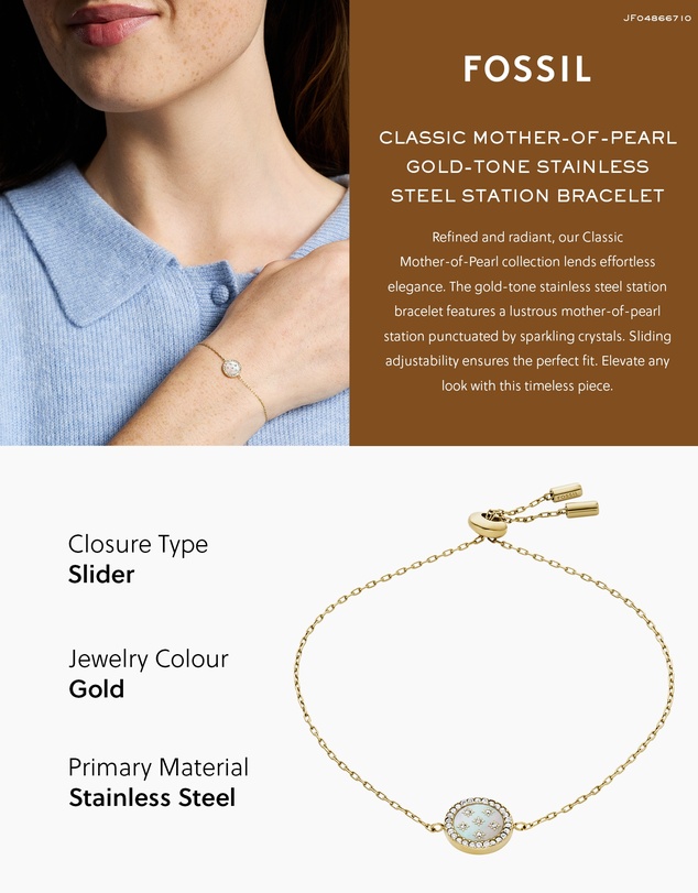 Fossil - JEWELERY Classic Mother-of-Pearl Gold-Tone Bracelet