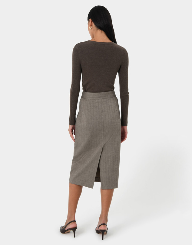 Forcast - Allara Herringbone Midi Skirt