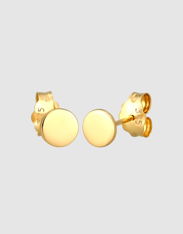 Elli Jewelry - Earrings Studs Circle Elegant Modern Basic in 375 Yellow Gold