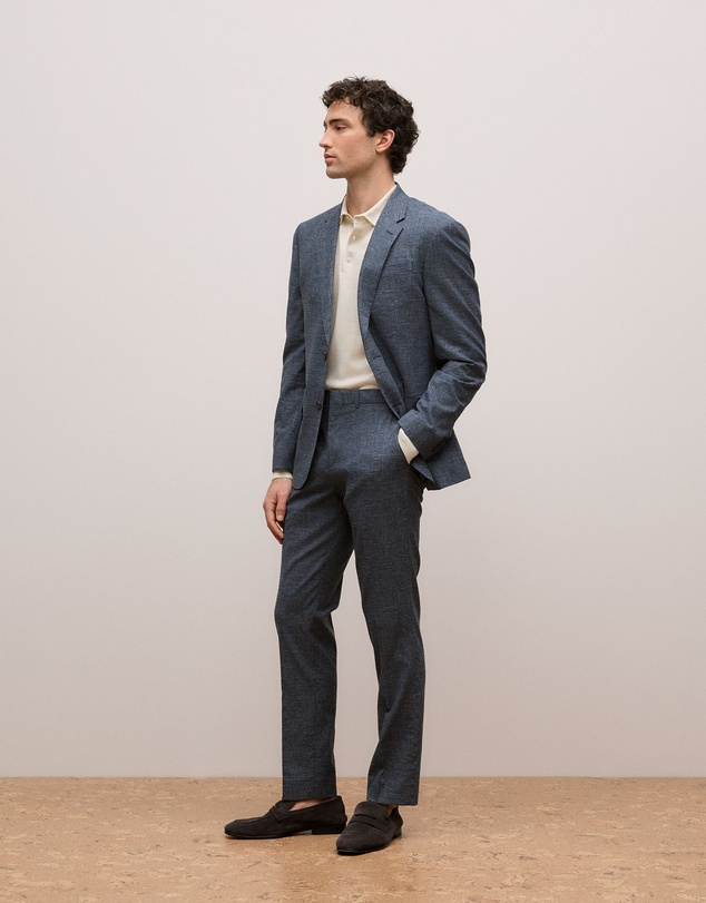 Trenery - Cotton Wool Blend Blazer in Navy