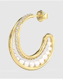 GUESS - Gold-Tone Tiny Pearly Hoop Earrings