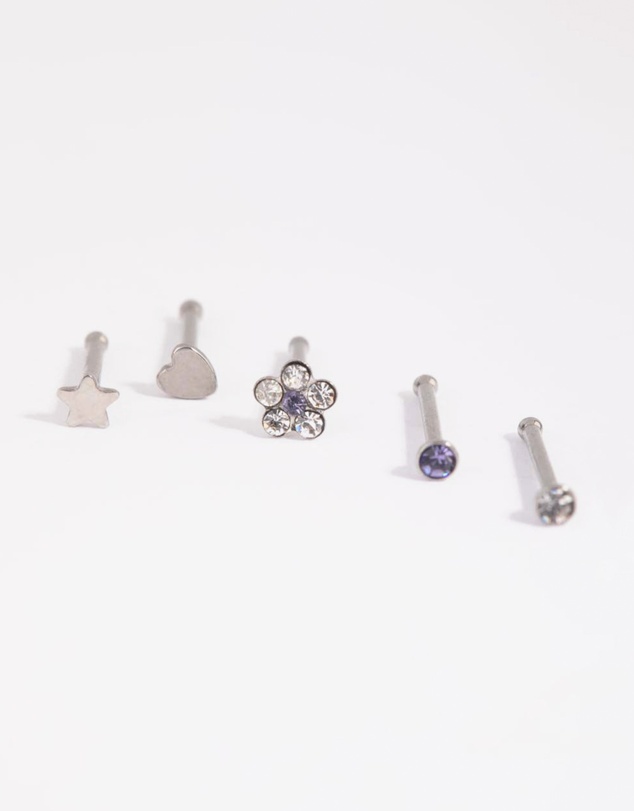 Lovisa - Surgical Steel Mixed Daisy Nose Studs