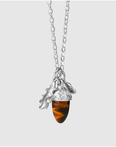 Karen Walker - Acorn & Leaf Pendant with Tiger's Eye Acorn