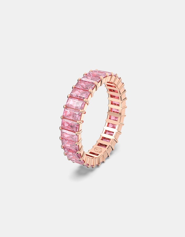 Swarovski - Matrix ring, Baguette cut, Pink, 18K rose gold finish