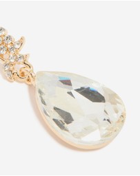 Lovisa - Gold Diamante Flowers & Large Diamante Drop Earrings