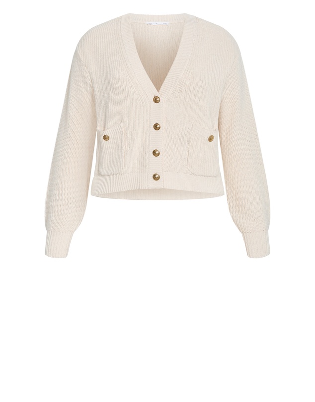 City Chic - Plus size Chloe True Knit Cardigan - cream melange