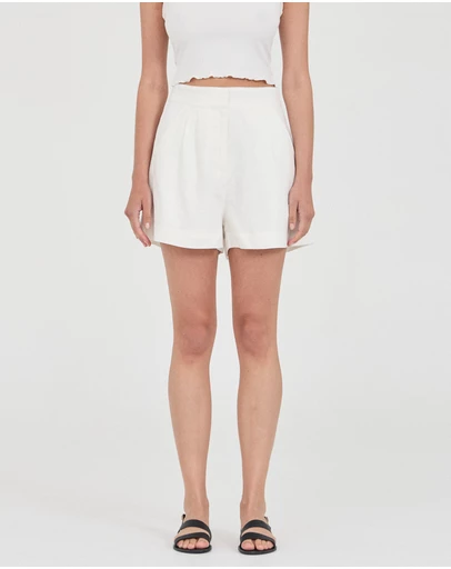 FRIEND of AUDREY - The Linen Blanket-Stitch Shorts