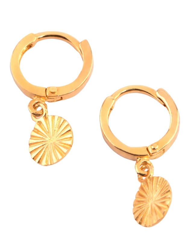 Lovisa - Gold Plated Sterling Silver Etched Huggie Hoop Earrings