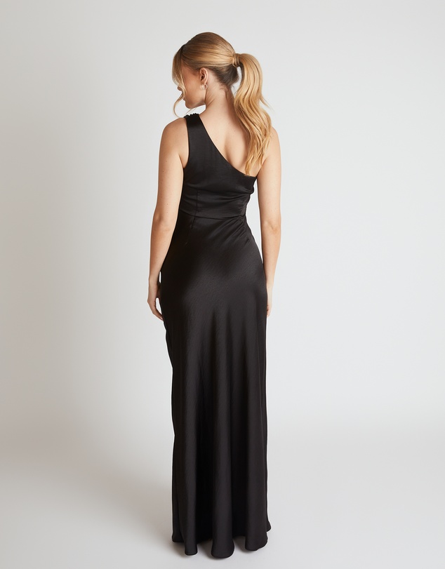 Six Stories - One Shoulder Satin Ruched Bridesmaid Dress