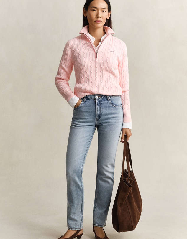 Gant - Stretch Cotton Cable Half Zip Sweater