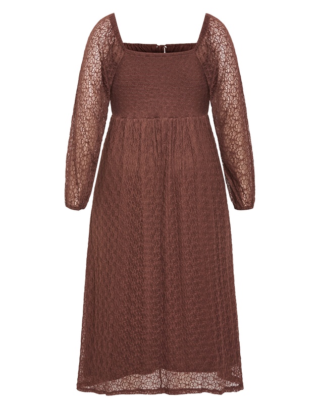 City Chic - Plus sizeLani Lace Long Sleeve Midi Dress - chocolate