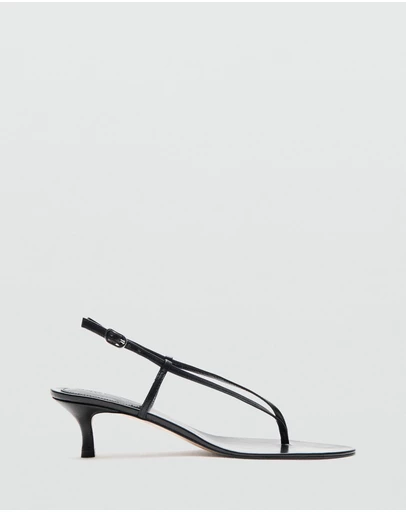 M.N.G - Heeled Leather Sandals with Straps