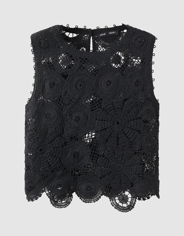 M.N.G - Embroidered Top with Openwork Details