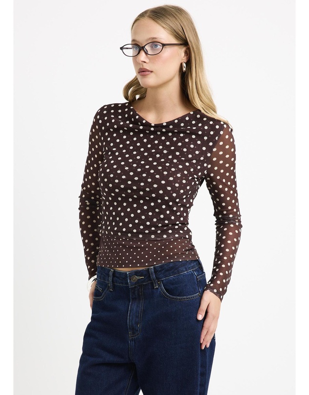 Alice In The Eve - Olivia Spot Mesh Top