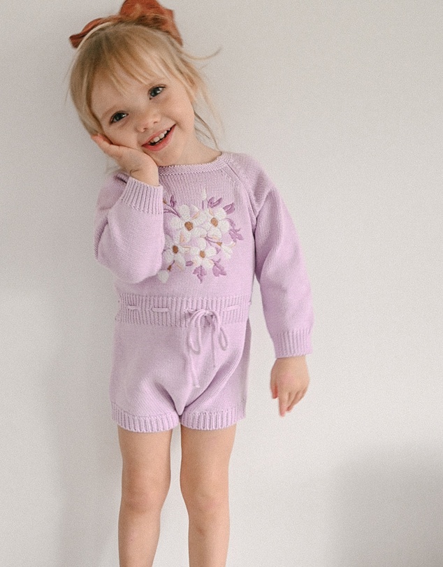 WITH LOVE FOR KIDS - Long Sleeve Knitted Romper - Babies