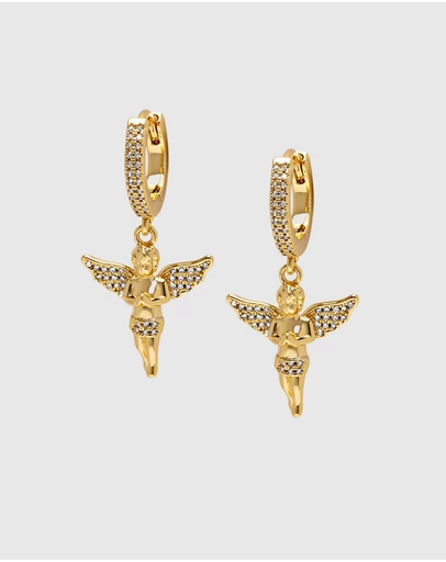Nialaya Jewellery - Women's Golden Angel Earrings