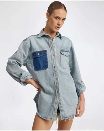 ONE TEASPOON - Saint Tropez Everyday Denim Shacket - Hendrixe Blue