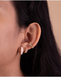 Wanderlust + Co - Rainbow Gem Gold 7mm Baby Huggie Earrings