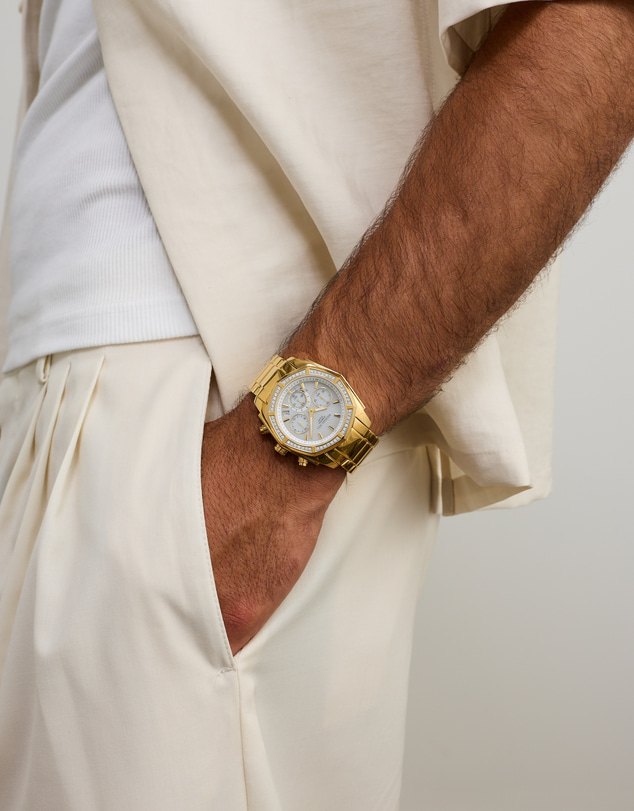 Michael Hill - Men's Solar Chronograph Watch with 0.50 Carat TW Diamonds in Gold-Tone Stainless Steel