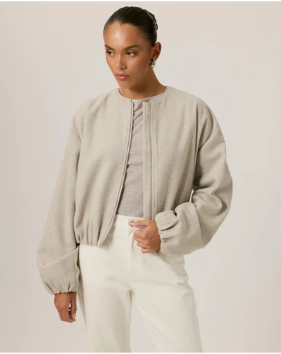Tussah - Luna Wool Blend Cropped Bomber Jacket