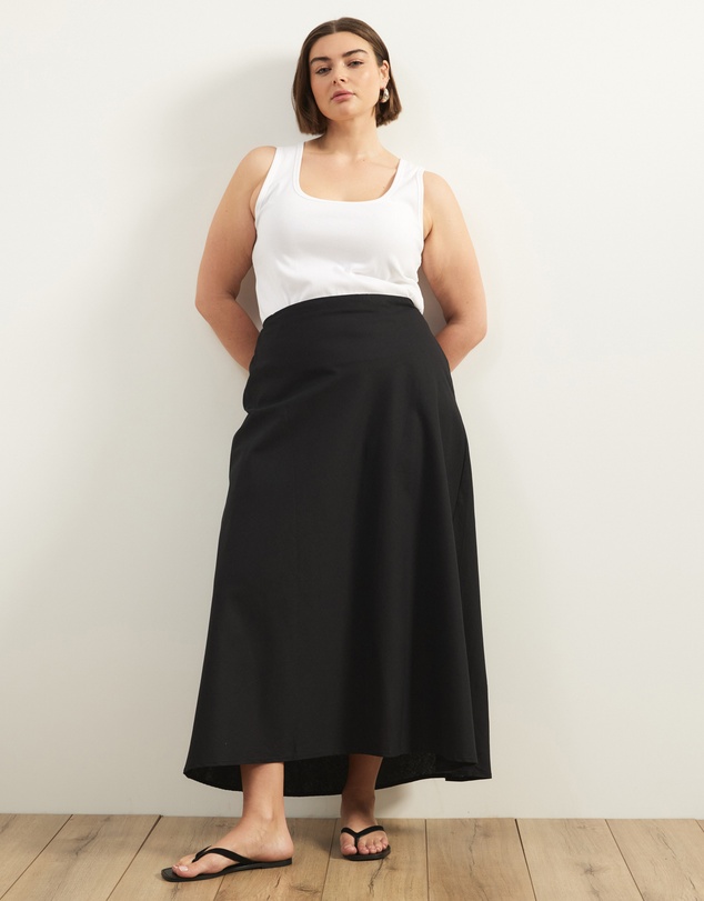 Atmos&Here Curvy - Celina Linen Blend Midi Skirt