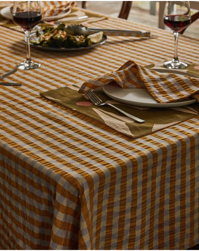 Mosey Me - Mango Seersucker Square Tablecloth