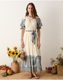 BOTEH - Arcadia Paisley Puff Sleeve Maxi Dress