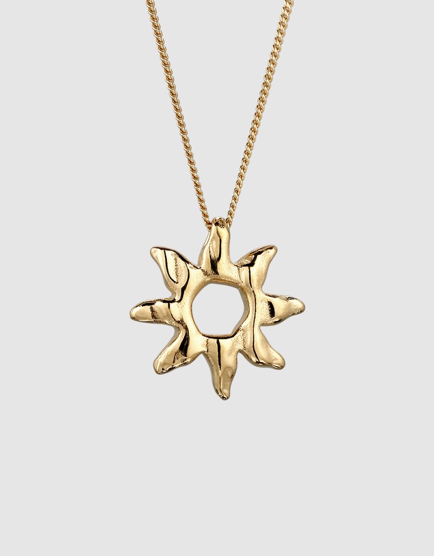 Elli Jewelry - Sunburst Pendant Necklace in Gold-Plated 925 Sterling Silver