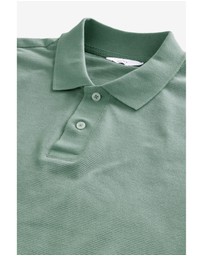 NEXT - Textured Waffle Button Through 100% Cotton Polo Shirt