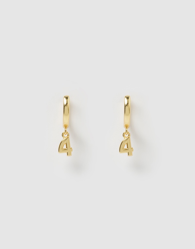 Izoa - Number 4 Huggie Earrings