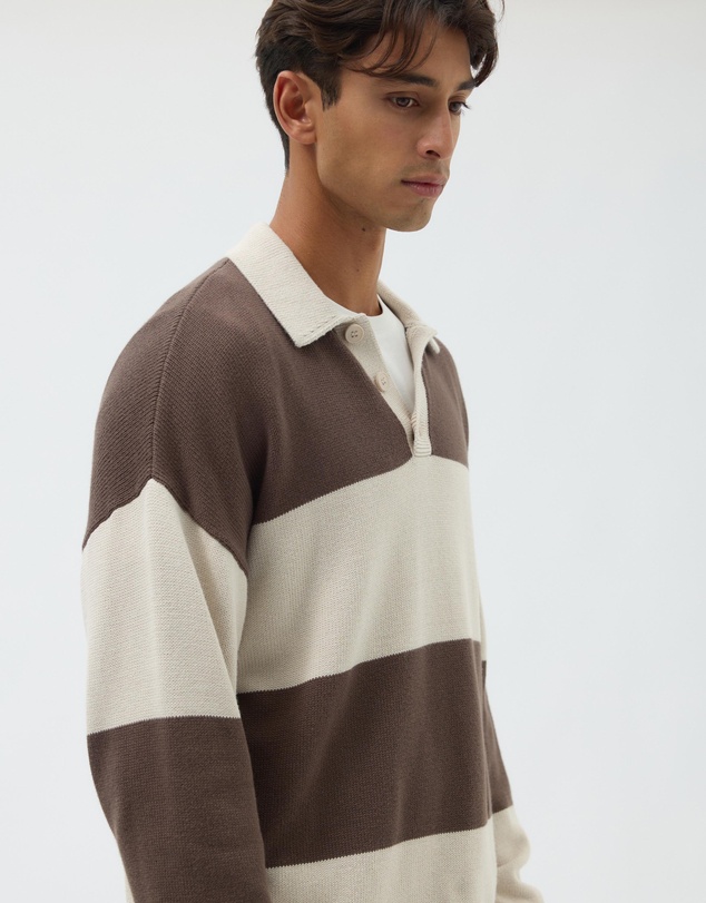 AERE - Organic Cotton Stripe Knit Rugby Polo