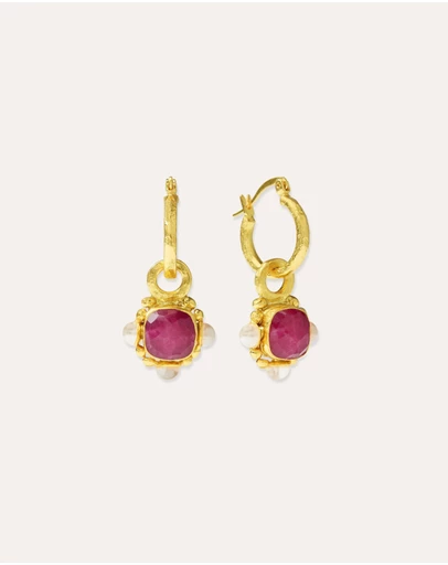 Ottoman Hands - Esther Ruby and Pearl Drop Earrings