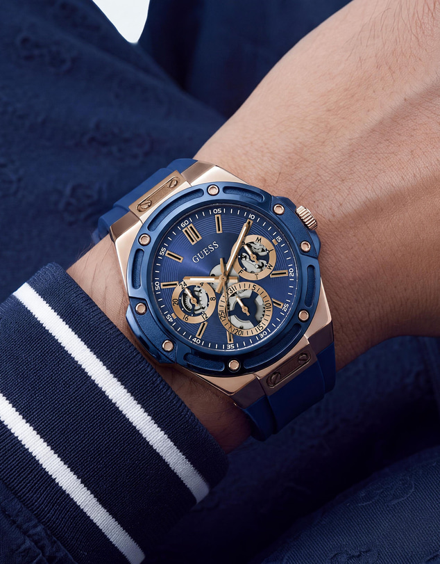 GUESS - GUESS Mens Rose Gold-Tone Multifunction Watch