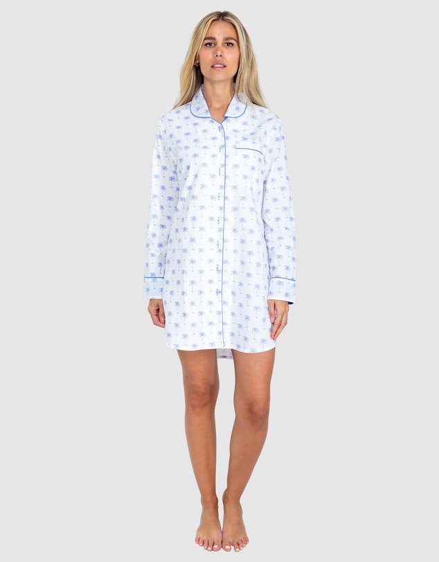 Sant And Abel - Women's Blue Palm Tree Night Shirt