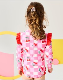 Rock Your Kid - Pretty Cherry Long Sleeve Swimsuit - Kids-Teens