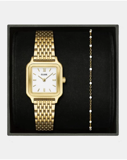 Cluse - Gracieuse Petite Gold Link & White Epoxy Bracelet Gift Set