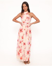 Petal & Pup - Kaira Halterneck Maxi Dress - Pink Floral