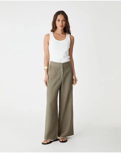 Forcast - Ami Linen Elastic Back Pants