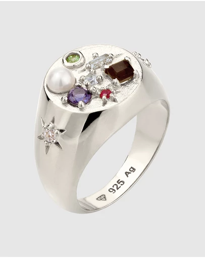 Elli Jewelry - Geometric Signet Ring in 925 Silver