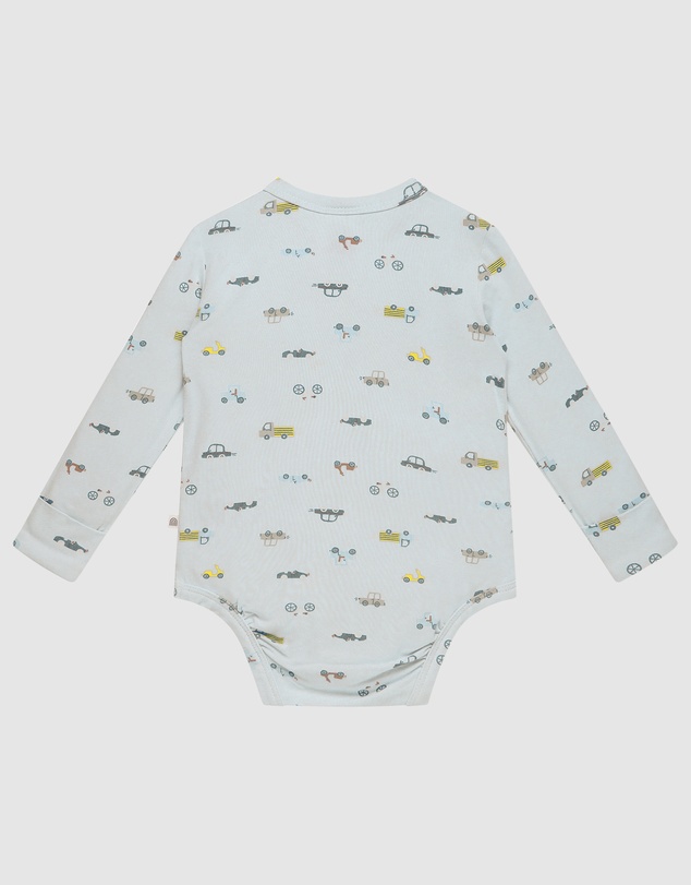 Kynd Baby - Comfy Bodysuit Long Sleeve in Blue Haze Cars