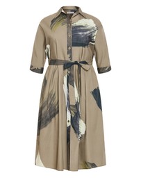 City Chic - Plus size Angel Print Shirt Dress - khaki