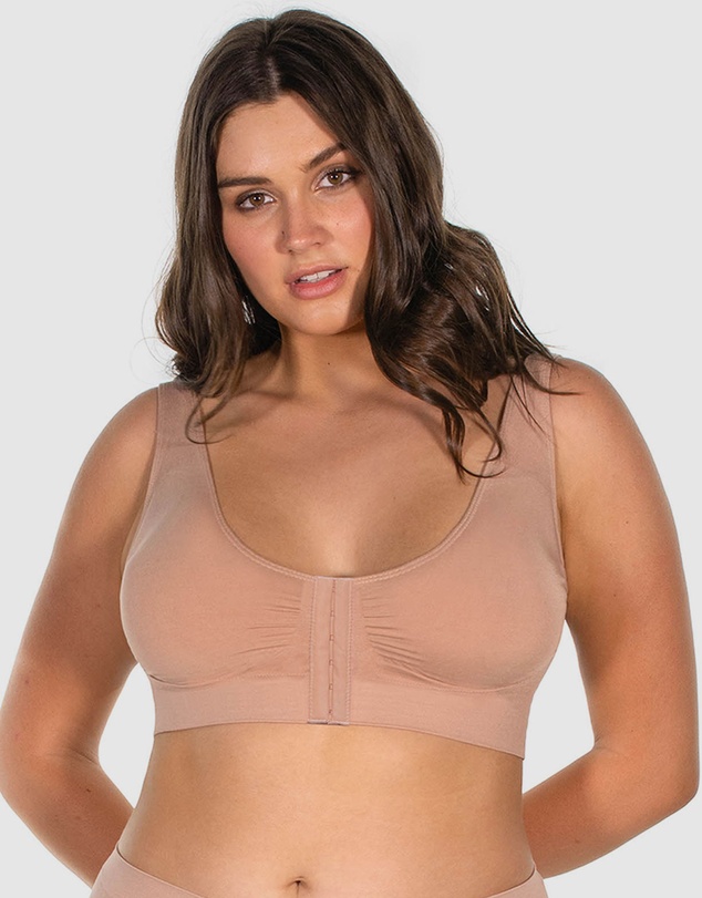 B Free Intimate Apparel - Bamboo Padded Front Closure Wire Free Bra (B-C-D-DD) Cup
