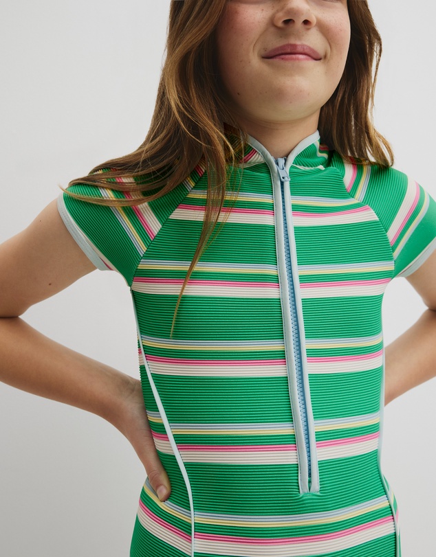 Country Road - Teen Short Sleeve Stripe Swimsuit