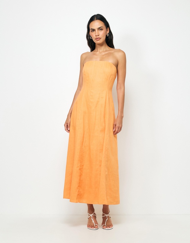 AERE - Blake Strapless Panelled Midi Dress